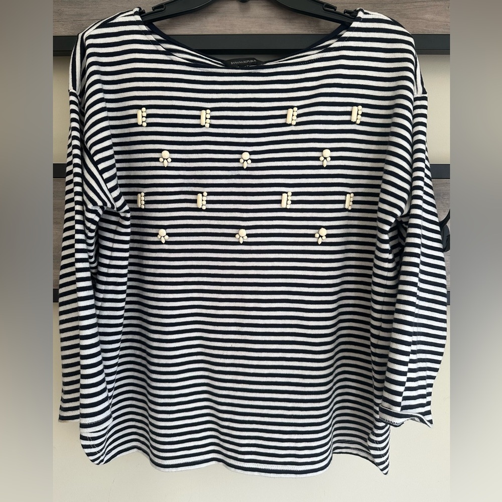 Banana Republic Striped Boat Neck 3/4 Sleeve sweater